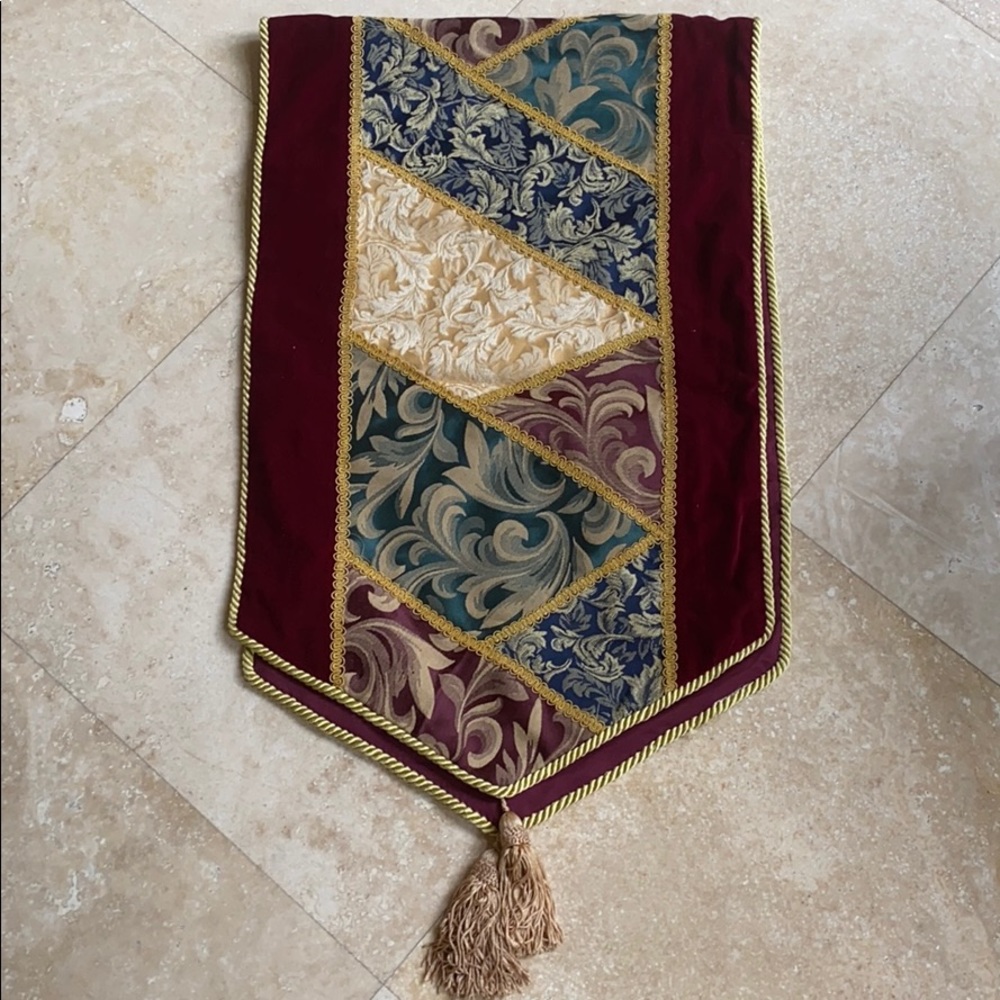 Vintage velvet & damask table runner